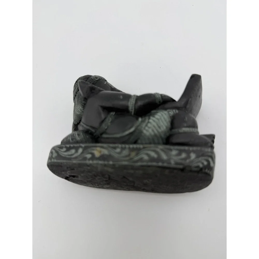 Lord Ganesha Statue‎ Using Laptop Black Carved Figurine Hindu Elephant God Decor